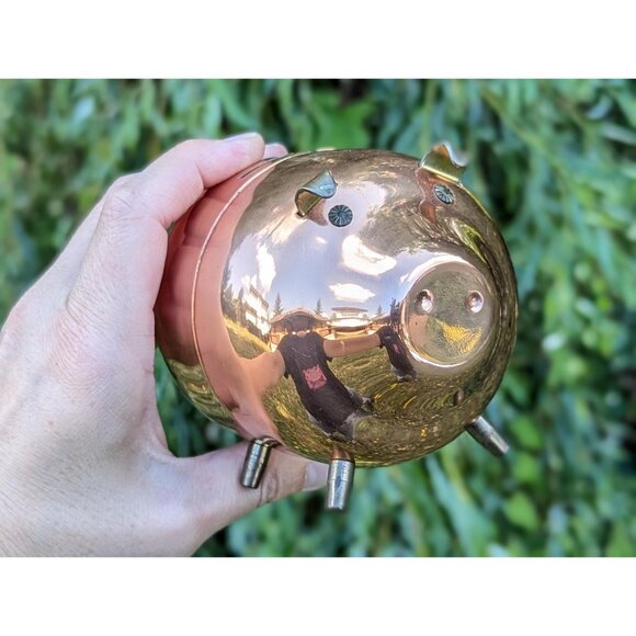 Vintage Copper PIGGY BANK with curled tail by Coppercraft Guild Taunton Mass., - Picture 9 of 10